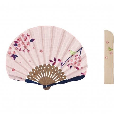 ～夏の涼風～ 扇子 メジロ桜【ピンク】扇袋セット 6619S ※クリックポスト利用可